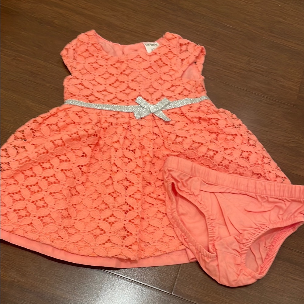 ❌Carter's Coral Lace Newborn Dress